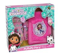 Cefa Toys - Gabby's Dollhouse Activity Journal, Pink Plush Diary with 80 Pages, Includes 3 Stickers and Pen, No Lock Included, Suitable for Children from 6 Years Old