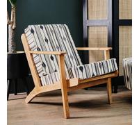 Cefena Armchair - White and Black Fabric with Angular Arms