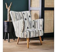 Cefena Armchair - White and Black Fabric with Flared Arms