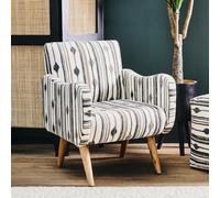 Cefena Armchair - White and Black Fabric with Straight Arms