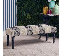 Cefena Bench - Moroccan - White and Black Fabric