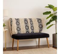 Cefena Bench - Moroccan - White and Black Fabric with Backrest