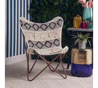 Cefena Butterfly Chair - White and Black Fabric with Rose Gold