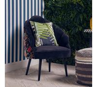 Cefena Chair - Scalloped - Black Fabric with Peacock Design