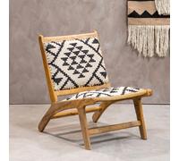 Cefena Lounge Chair - White and Black Fabric - Berber Style