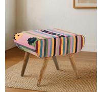 Cefena Multicolour Tribal Footstool - Mango Wood Accent Stool