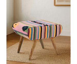 Cefena Multicolour Tribal Footstool - Mango Wood Accent Stool