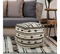 Cefena Pouffe - Square - Black and White Fabric