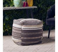Cefena Pouffe - Square - Grey and White Fabric