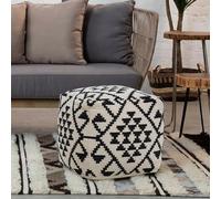 Cefena Pouffe - Square - White and Black Fabric
