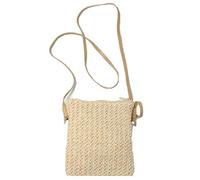Cefiro Ladies Cross Body Bag - Soft Natural Light Straw Weave Effect with Vegan Leather Strap
