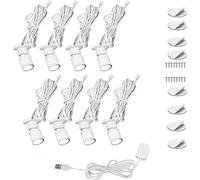 Cefrank 8-Pack Mini LED Spotlights, Dimmable USB Display Cabinet Lights | 6000K Daylight White, 360° Rotatable Aluminium Heads, Under Shelf Lighting for Bookcase, Figurines, Media Wall, Jewellery