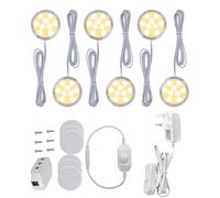 Cefrank Dimmable LED Puck Lights 6 Pack Warm White 3000K Under Cabinet Kit | Kitchen Worktop, Bookshelf, Wardrobe & Display Case Lighting | 12V Low Voltage | CRI85+ Aluminium Soft Glow