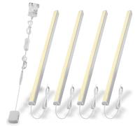 Cefrank LED Under Cabinet Lights, 4-Pack 31cm V-Shape LED Light Bar Kit - 1200LM 12W Warm White 3000K, Plug & Play Under Counter Lighting for Kitchen Shelf Display Case Closet