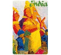 CEFRAX india ganesha chaturthi hindu festival Vintage Metal Tin Sign Wall Decor Fun Decoration for Home Kitchen Bar Room Garage Vintage Retro Plaque 12x8 Inch