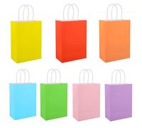 Cegzer 30 Pcs Paper Gift Bags, 5.9x3.15x8.26 Inch Colorful Kraft Paper Party Favor Bags with Handles for Wedding, Kids Birthday, Retail Shopping, Party Favors Bags