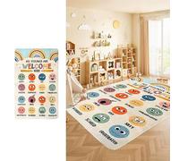 Cehapimo 3 ft x 5 ft Calming Corner Items Calm Down Classroom Rug Feelings Chart Emotion Reading Corner Soft Fluffy Mental Health Rug Anti-Skid Floor Mat (All Feelings Chart (Rectangular))