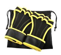 CEHJZQRPL 1 Pair Thick Non-slip Weight Lifting Glove Gym Hand Grips Dumbbells Kettlebell Barbell Grip Pads Fitness Plam Protection Gloves(Black yellow,L)