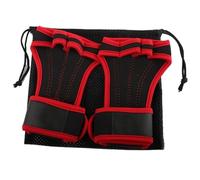 CEHJZQRPL 1 Pair Thick Non-slip Weight Lifting Glove Gym Hand Grips Dumbbells Kettlebell Barbell Grip Pads Fitness Plam Protection Gloves(Black red,S)