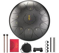 CEHJZQRPL 12 Inch 13 Notes Steel Drum, Alloy Steel Tongue Drum C Key Beginner Zen Handpan Drum Percussion Instrument with Carry Bag for Meditation Yoga Musical Education, Best Gift for Adult Kids(Silv