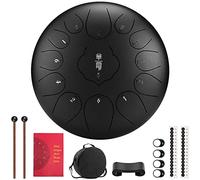 CEHJZQRPL 12 Inch 13 Notes Steel Drum, Alloy Steel Tongue Drum C Key Beginner Zen Handpan Drum Percussion Instrument with Carry Bag for Meditation Yoga Musical Education, Best Gift for Adult Kids(Blac