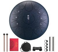 CEHJZQRPL 12 Inch 13 Notes Steel Drum, Alloy Steel Tongue Drum C Key Beginner Zen Handpan Drum Percussion Instrument with Carry Bag for Meditation Yoga Musical Education, Best Gift for Adult Kids(Navy