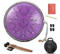 CEHJZQRPL 14 Inch 15 Notes C Key Steel Tongue Drum, Percussion Instrument Handpan Drum Kit with Mallets Drumsticks Finger Covers Carrying Bag for Yoga Zazen Meditation Concert Mind Healing(Purple)