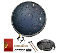 CEHJZQRPL 14 Inch Steel Tongue Drum, 15 Notes C-Key Handpan Drum Percussion Instrument Lotus Hand Pan Drum with Drumsticks Carrying Bag for Musical Education Concert Mind Healing Yoga(Navy)