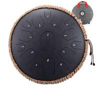 CEHJZQRPL 15 Tone 14 Inch Tongue Drum D Major Handpan Steel Tongue Drum Meditation Yoga Zen with Mallets Carry Bag Percussion Instrument for Beginner Music Lovers Gift Mental Healing(Black)