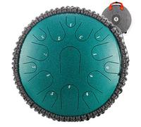 CEHJZQRPL 15 Tone 14 Inch Tongue Drum D Major Handpan Steel Tongue Drum Meditation Yoga Zen with Mallets Carry Bag Percussion Instrument for Beginner Music Lovers Gift Mental Healing(Green)