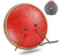 CEHJZQRPL 15 Tone 14 Inch Tongue Drum D Major Handpan Steel Tongue Drum Meditation Yoga Zen with Mallets Carry Bag Percussion Instrument for Beginner Music Lovers Gift Mental Healing(Red)