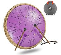 CEHJZQRPL 15 Tone 14 Inch Tongue Drum D Major Handpan Steel Tongue Drum Meditation Yoga Zen with Mallets Carry Bag Percussion Instrument for Beginner Music Lovers Gift Mental Healing(Purple)