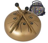 CEHJZQRPL 5.5 Inch Steel Tongue Drum, Steel Drums C Key 8 Notes Hand Drum Percussion Instrument Kit for Beginner with Travel Bag Drum Mallets Prefect for Meditation Musical Education Yoga(Gold)