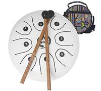 CEHJZQRPL 5.5 Inch Steel Tongue Drum, Steel Drums C Key 8 Notes Hand Drum Percussion Instrument Kit for Beginner with Travel Bag Drum Mallets Prefect for Meditation Musical Education Yoga(White)