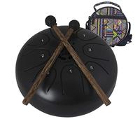 CEHJZQRPL 5.5 Inch Steel Tongue Drum, Steel Drums C Key 8 Notes Hand Drum Percussion Instrument Kit for Beginner with Travel Bag Drum Mallets Prefect for Meditation Musical Education Yoga(Black)