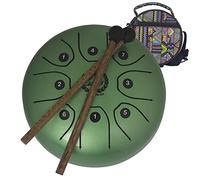 CEHJZQRPL 5.5 Inch Steel Tongue Drum, Steel Drums C Key 8 Notes Hand Drum Percussion Instrument Kit for Beginner with Travel Bag Drum Mallets Prefect for Meditation Musical Education Yoga(Green)