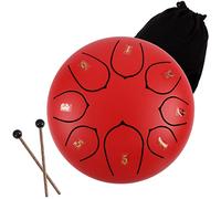 CEHJZQRPL 6 Inches Steel Tongue Drum, 8 Notes C Major Handpan Drum, Mini Percussion Instrument Kit with Bag, Music Book, Mallets And Finger Picks for Kids Adults Yoga Mind Healing Meditation(Red)