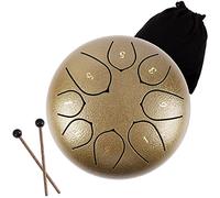 CEHJZQRPL 6 Inches Steel Tongue Drum, 8 Notes C Major Handpan Drum, Mini Percussion Instrument Kit with Bag, Music Book, Mallets And Finger Picks for Kids Adults Yoga Mind Healing Meditation(Bronze)