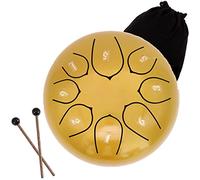 CEHJZQRPL 6 Inches Steel Tongue Drum, 8 Notes C Major Handpan Drum, Mini Percussion Instrument Kit with Bag, Music Book, Mallets And Finger Picks for Kids Adults Yoga Mind Healing Meditation(Gold)