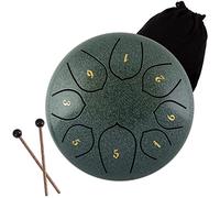 CEHJZQRPL 6 Inches Steel Tongue Drum, 8 Notes C Major Handpan Drum, Mini Percussion Instrument Kit with Bag, Music Book, Mallets And Finger Picks for Kids Adults Yoga Mind Healing Meditation(Dark gree