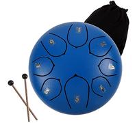 CEHJZQRPL 6 Inches Steel Tongue Drum, 8 Notes C Major Handpan Drum, Mini Percussion Instrument Kit with Bag, Music Book, Mallets And Finger Picks for Kids Adults Yoga Mind Healing Meditation(Blue)