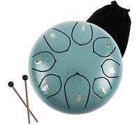 CEHJZQRPL 6 Inches Steel Tongue Drum, 8 Notes C Major Handpan Drum, Mini Percussion Instrument Kit with Bag, Music Book, Mallets And Finger Picks for Kids Adults Yoga Mind Healing Meditation(Moss blue