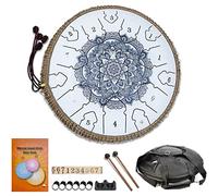 CEHJZQRPL Handpan Steel Tongue Drum, 13 Inches 15 Tone D Key, Percussion Instrument Kit with Carry Bag Drum Mallets Tutorial Book Note Stickers Finger Cot for Kids Adults Yoga Mind Healing Meditation(