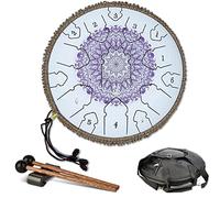 CEHJZQRPL Handpan Steel Tongue Drum, 13 Inches 15 Tone D Key, Percussion Instrument Kit with Carry Bag Drum Mallets Tutorial Book Note Stickers Finger Cot for Kids Adults Yoga Mind Healing Meditation(