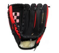 CEHJZQRPL Kids/Adults PVC Handmade Softball Practice Equipment Size 9.5/10.5/11.5/12.5 Inches Left Hand Gloves Adjustable And Comfortable(Red and Black,9.5 Inch)