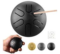 CEHJZQRPL Mini Steel Tongue Drum 3 Inch 6 Tone Handpan Drum Percussion Instrument with Music Book Mallet Hand Pan Drum for Musical Education Concert Yoga Meditation Beginners Adult Kids Gift(Black)