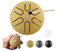 CEHJZQRPL Mini Steel Tongue Drum 3 Inch 6 Tone Handpan Drum Percussion Instrument with Music Book Mallet Hand Pan Drum for Musical Education Concert Yoga Meditation Beginners Adult Kids Gift(Gold)