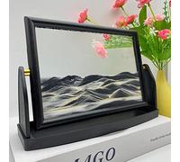 CEHJZQRPL Moving Sand Art Decor, Rotatable Moving Sand Art Picture,3D Decor Ornament Sandscape Liquid Motion Office Desk Toy, Glass Frame Display Flowing Relaxing Gift(C)