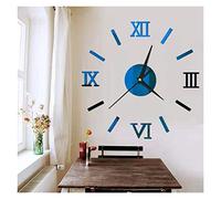 CEHJZQRPL Mute Frameless DIY Wall Clock, 268D Sticke,Mini Home Wall Clock 3D DIY Acrylic Mirror Stickers Self Adhesive For Home Decoration Living Room Quartz Needle Hanging Watch(A Blue)