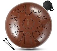 CEHJZQRPL Percussion Instruments C Key 13 Notes 12 Inch Steel Tongue Drum Hand Pan with Carry Bag Drum Mallets Finger Cover for Musical Education Concert Mind Healing Yoga Meditation(Coffee)